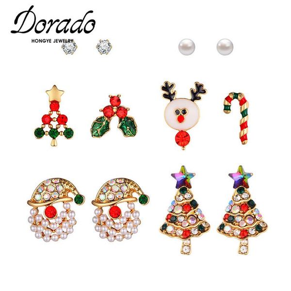 dorado six pair cute christmas tree hat stud earrings set for women pearl zircon party brincos jewelry bijoux 2021 accessories, Golden;silver
dorado six pair cute christmas tree hat stud earrings set for women pearl zircon party brincos jewelry bijoux 2021 accessories, Golden;silver