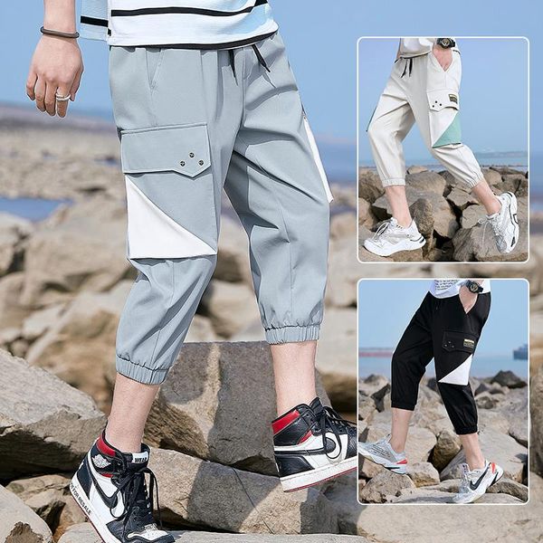 men's pants summer casual fashion tie shorts tooling pipe nine-point cropped trousers leg-cut big pocket beach, Black
men's pants summer casual fashion tie shorts tooling pipe nine-point cropped trousers leg-cut big pocket beach, Black
