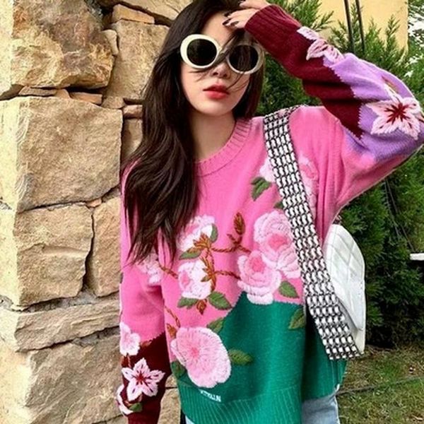 women's sweaters sweet chic 3d floral hit color sweater loose o neck long sleeve woman autumn winter fashion tide knit pullover, White;black
women's sweaters sweet chic 3d floral hit color sweater loose o neck long sleeve woman autumn winter fashion tide knit pullover, White;black