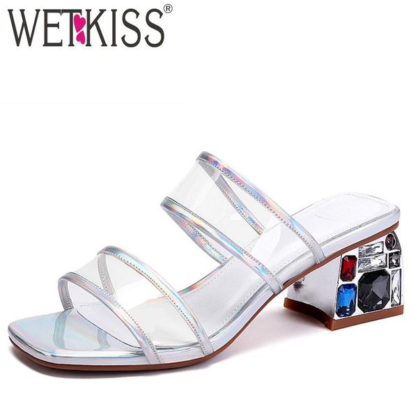 slippers wetkiss transparent pvc woman colorful crystal heels high shoes slides women wedding mules summer, Black
slippers wetkiss transparent pvc woman colorful crystal heels high shoes slides women wedding mules summer, Black