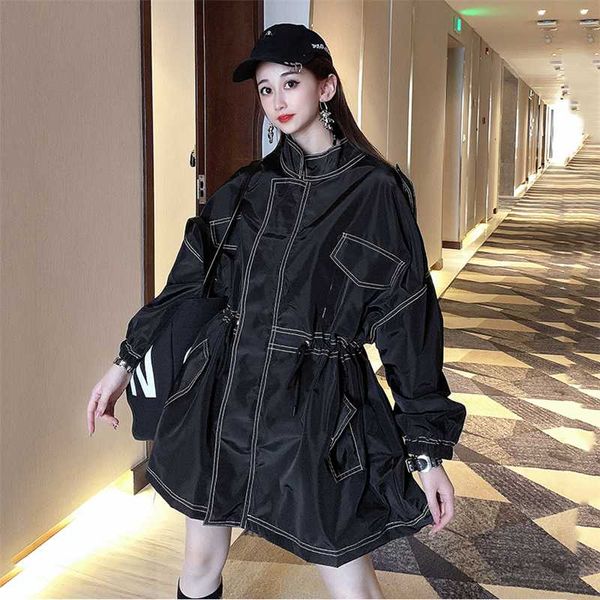 women's trench coats european station 2021 spring autumn women loose waist windbreaker female outerwear m629, Tan;black
women's trench coats european station 2021 spring autumn women loose waist windbreaker female outerwear m629, Tan;black