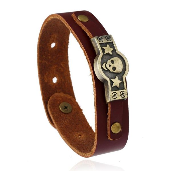 tennis punk vintage genuine leather men bracelets adjustable buckle skull pattern male bangles jewelry accessories wristbands, Golden;silver
tennis punk vintage genuine leather men bracelets adjustable buckle skull pattern male bangles jewelry accessories wristbands, Golden;silver