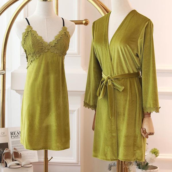 women's sleepwear autunm nightgown bathrobe gown women velvet green lace nightwear kimono robe set intimate lingerie casual long sleeve, Black;red
women's sleepwear autunm nightgown bathrobe gown women velvet green lace nightwear kimono robe set intimate lingerie casual long sleeve, Black;red