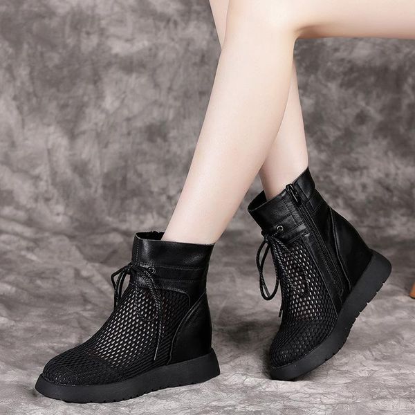 boots round head women's summer mesh non slip single boot inside increase cold leather thick sole ankle, Black
boots round head women's summer mesh non slip single boot inside increase cold leather thick sole ankle, Black