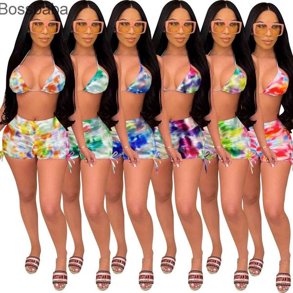 women lingerier clothes 2 pieces bikini set short pants tie dye printed nightwear, Gray
women lingerier clothes 2 pieces bikini set short pants tie dye printed nightwear, Gray