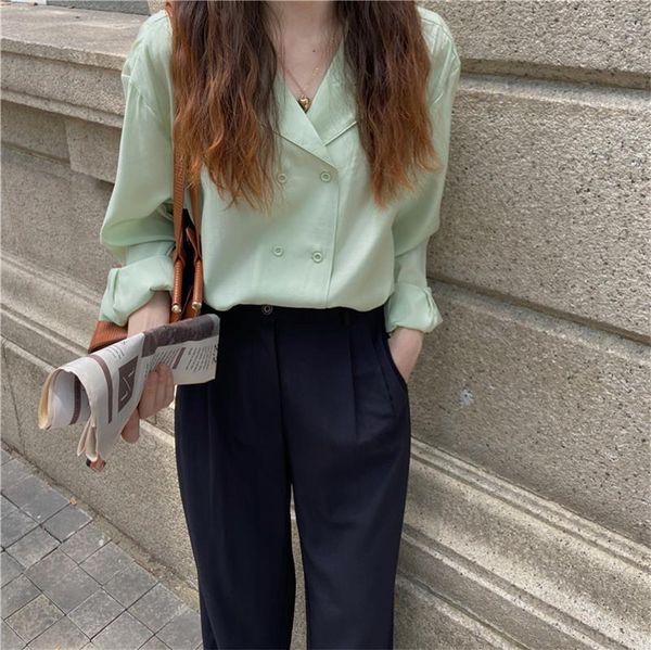 women's blouses & shirts 2021 autumn chic fashion loose one button diagonal collar niche design long-sleeved shirt casual solid color, White
women's blouses & shirts 2021 autumn chic fashion loose one button diagonal collar niche design long-sleeved shirt casual solid color, White
