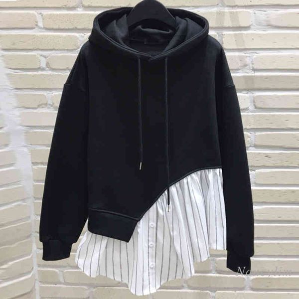 spring fashion female vintage minimalist long-sleeved pullover patchwork asymmetrical hooded sweatshirts 8d983 210510, Black
spring fashion female vintage minimalist long-sleeved pullover patchwork asymmetrical hooded sweatshirts 8d983 210510, Black