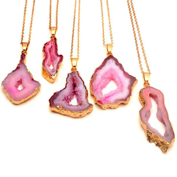 pendant necklaces color rough stone crystal agate necklace natural mineral plating edge gilt neck chain diy jewelry men and women, Silver
pendant necklaces color rough stone crystal agate necklace natural mineral plating edge gilt neck chain diy jewelry men and women, Silver