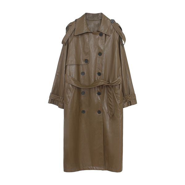 korea runway designer 2022 fall /autumn leather maxi long trench coat with belt chic female windbreaker classic, Black
korea runway designer 2022 fall /autumn leather maxi long trench coat with belt chic female windbreaker classic, Black