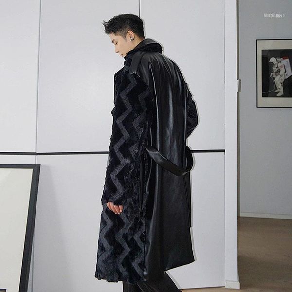 men's trench coats male streetwear hiphop vintage cloak jacket overcoat men pu leather splice faux fur belt thicken warm long coat oute, Tan;black
men's trench coats male streetwear hiphop vintage cloak jacket overcoat men pu leather splice faux fur belt thicken warm long coat oute, Tan;black