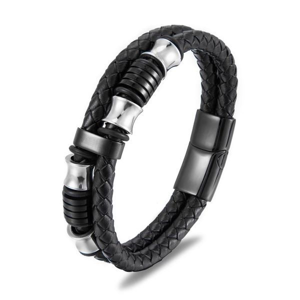 charm bracelets black cowhide leather wrap woven for men women bangle 2021 titanium stainless steel simple design, Golden;silver
charm bracelets black cowhide leather wrap woven for men women bangle 2021 titanium stainless steel simple design, Golden;silver