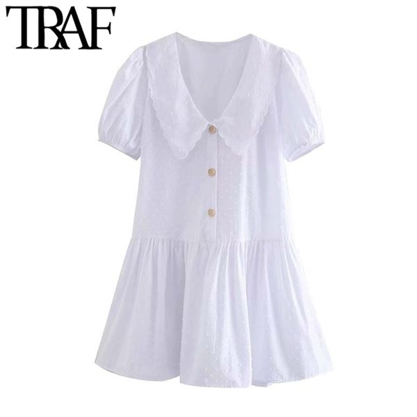 women sweet fashion with buttons dotted ruffled mini dress vintage v neck short sleeve female dresses vestidos 210507, Black;gray
women sweet fashion with buttons dotted ruffled mini dress vintage v neck short sleeve female dresses vestidos 210507, Black;gray