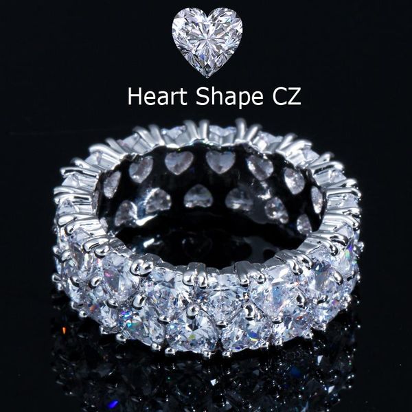 cluster rings brand 925 sterling silver pave heart cut simulated diamond finger ring luxury engagement jewelry women band cz for wedding, Golden;silver
cluster rings brand 925 sterling silver pave heart cut simulated diamond finger ring luxury engagement jewelry women band cz for wedding, Golden;silver