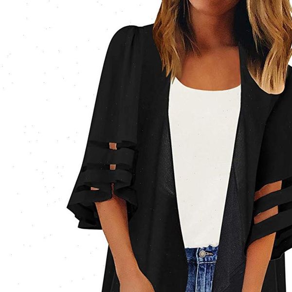 summer kimono cardigan mesh womens shirt panel 3 4 bell sleeve pure color chiffon casual loose cover up beach, White
summer kimono cardigan mesh womens shirt panel 3 4 bell sleeve pure color chiffon casual loose cover up beach, White