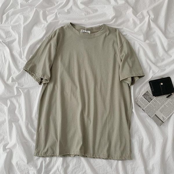 women's t-shirt t-shirts women 5 colors solid short sleeve n style simple loose all-match students soft casual trendy chic basic, White
women's t-shirt t-shirts women 5 colors solid short sleeve n style simple loose all-match students soft casual trendy chic basic, White