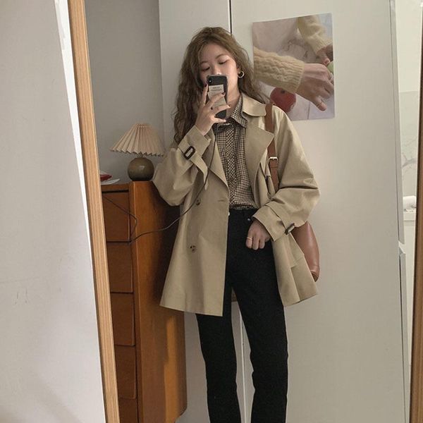 women's trench coats windbreaker short small 2021 spring and autumn british style korean version fashion vertical temperament coat wome, Tan;black
women's trench coats windbreaker short small 2021 spring and autumn british style korean version fashion vertical temperament coat wome, Tan;black