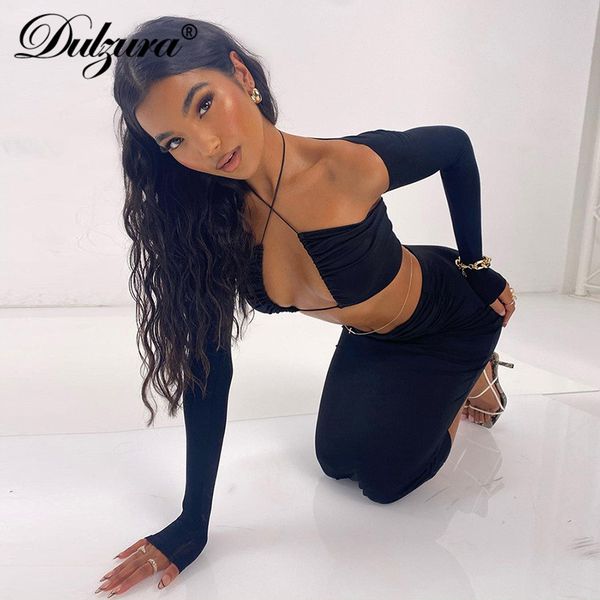 dulzura solid women 3 piece set long sleeve halter crop tanks lace up bandage midi skirt bodycon streetwear party club, Black;white
dulzura solid women 3 piece set long sleeve halter crop tanks lace up bandage midi skirt bodycon streetwear party club, Black;white