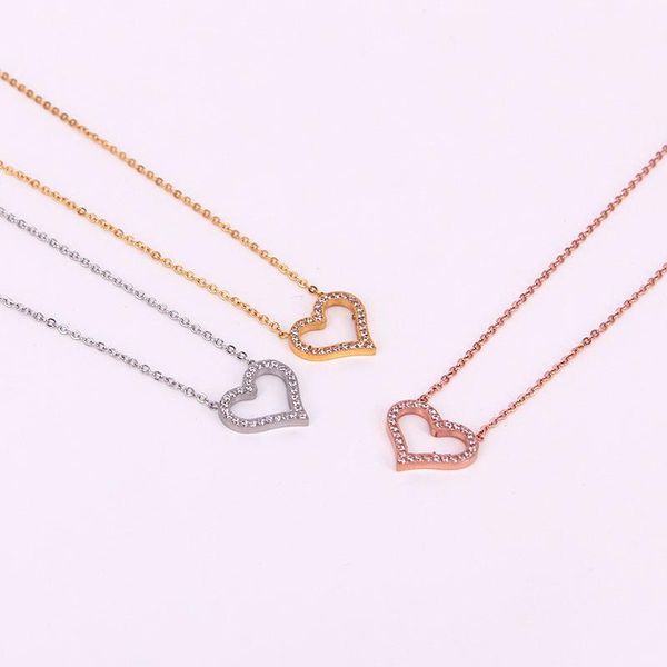 pendant necklaces fashion ol stainless steel love crystal heart necklace rose gold color women lady wedding party gift, Silver
pendant necklaces fashion ol stainless steel love crystal heart necklace rose gold color women lady wedding party gift, Silver