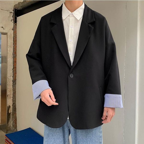 men's casual blazer fashion korean oversize clothing one button solid student dad suit jackets black blue suits & blazers, White;black
men's casual blazer fashion korean oversize clothing one button solid student dad suit jackets black blue suits & blazers, White;black