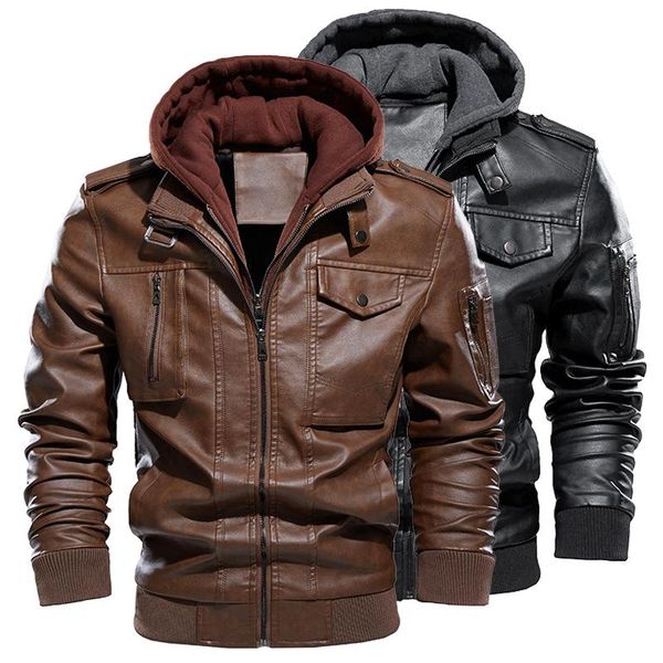 hooded leather jacket men 2021 motorcycle fashion winter coats outwear clothes faux windbreaker jackets men's fur, Black
hooded leather jacket men 2021 motorcycle fashion winter coats outwear clothes faux windbreaker jackets men's fur, Black