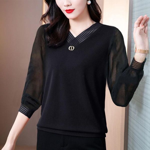 women's t-shirt mesh long sleeve bottoming shirt tee 2021 spring v-neck loose middle-aged plus size fashion tshirt top, White
women's t-shirt mesh long sleeve bottoming shirt tee 2021 spring v-neck loose middle-aged plus size fashion tshirt top, White