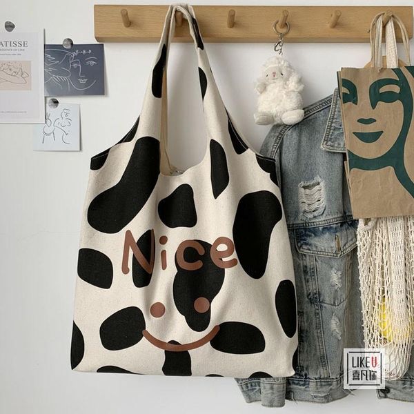 evening bags elegant cow pattern shoulder bag women kawaii large capacity canvas tote handbags simple chic animal shopping female wy131 
evening bags elegant cow pattern shoulder bag women kawaii large capacity canvas tote handbags simple chic animal shopping female wy131
