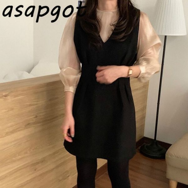 korea transparent o neck puff sleeve shirt women v-neck pleated woolen knitted sweater vest dress mini 2 piece set 210429, White
korea transparent o neck puff sleeve shirt women v-neck pleated woolen knitted sweater vest dress mini 2 piece set 210429, White