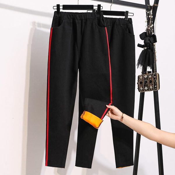 women's jeans zoki thick women denim pants elastic waist furry lining harem plus size fashion red striped female warm winter trousers, Blue
women's jeans zoki thick women denim pants elastic waist furry lining harem plus size fashion red striped female warm winter trousers, Blue