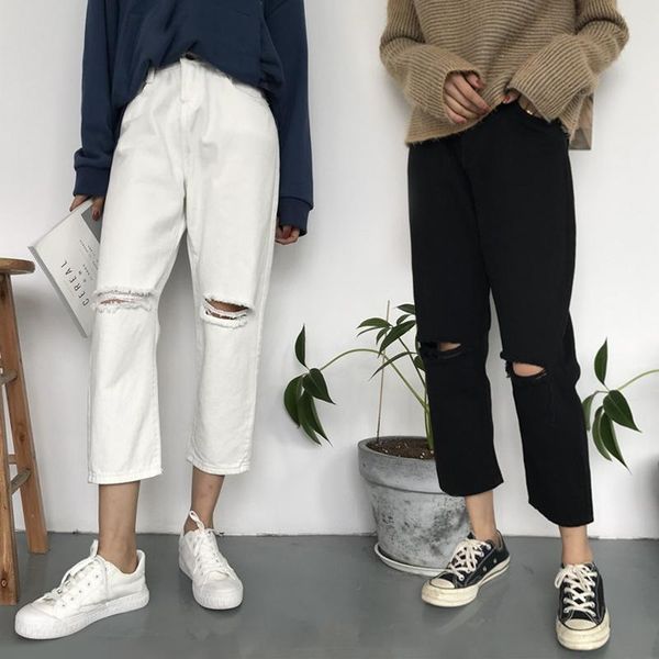 women's jeans women ripped hole high waist zipper button straight ankle-length womens trousers basic bottoms black jean femme chic, Blue
women's jeans women ripped hole high waist zipper button straight ankle-length womens trousers basic bottoms black jean femme chic, Blue