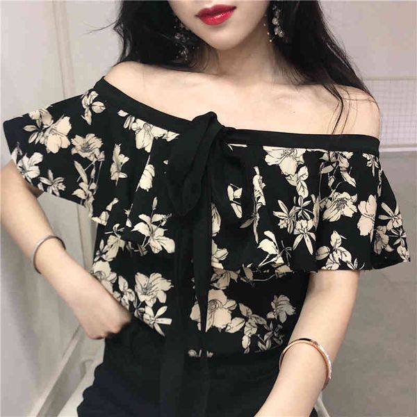 summer floral off shoulder halter chiffon blouse slash neck floral print shirt female 2021 x0521, White
summer floral off shoulder halter chiffon blouse slash neck floral print shirt female 2021 x0521, White