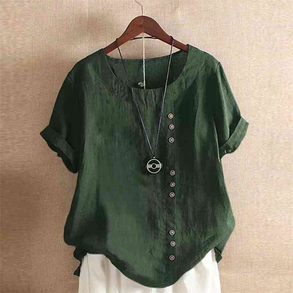 summer fashion women short sleeve loose t-shirt button design cotton linen o-neck tee shirt femme plus size m119 210512, White
summer fashion women short sleeve loose t-shirt button design cotton linen o-neck tee shirt femme plus size m119 210512, White