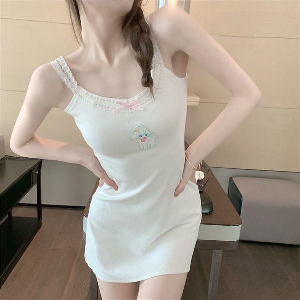 casual dresses ribbon lace trim sweet dress women summer double shoulder straps cute lamb pattern white cotton slim mini for kawaii girls, Black;gray
casual dresses ribbon lace trim sweet dress women summer double shoulder straps cute lamb pattern white cotton slim mini for kawaii girls, Black;gray
