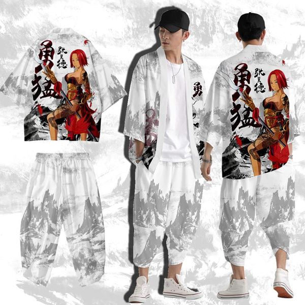 ethnic clothing men's and women's japanese traditional kimono cardigan summer zhang yide pattern nine minutes pants suit, Red
ethnic clothing men's and women's japanese traditional kimono cardigan summer zhang yide pattern nine minutes pants suit, Red