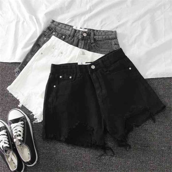 ailegogo 2021 new summer women wide leg hole black denim casual female streetwear loose solid color white jeans shorts, White;black
ailegogo 2021 new summer women wide leg hole black denim casual female streetwear loose solid color white jeans shorts, White;black