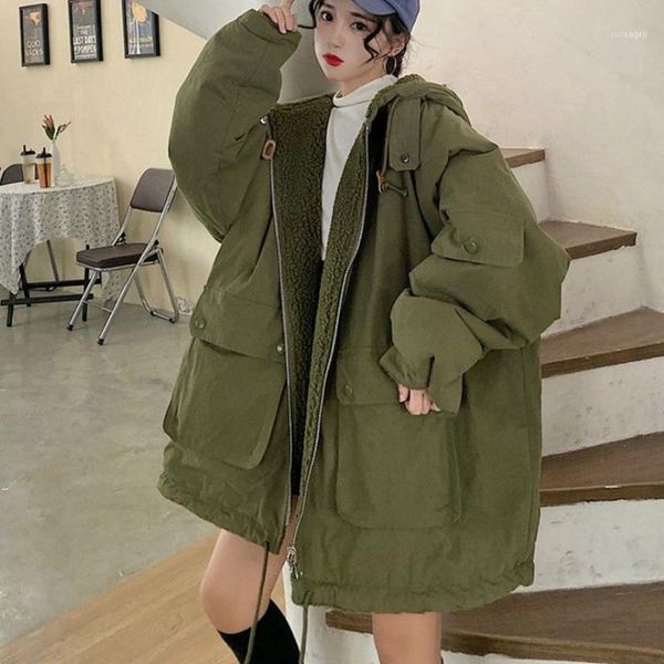 women's down & parkas woman winter causal lamb jacket loose oversize hooded coat1, Black
women's down & parkas woman winter causal lamb jacket loose oversize hooded coat1, Black