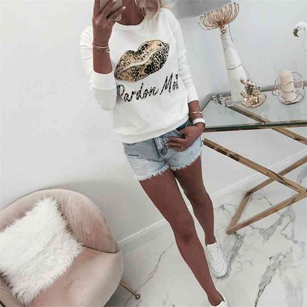 long sleeve women blouse and shirt autumn lips letter printed white ladies for female o neck beading 210607
long sleeve women blouse and shirt autumn lips letter printed white ladies for female o neck beading 210607