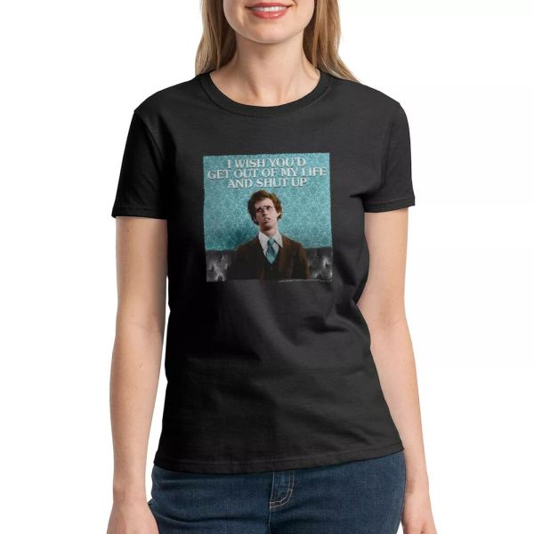 napoleon dynamite get out of my life women's black funny t-shirt new sizes s-2xl, White;black
napoleon dynamite get out of my life women's black funny t-shirt new sizes s-2xl, White;black