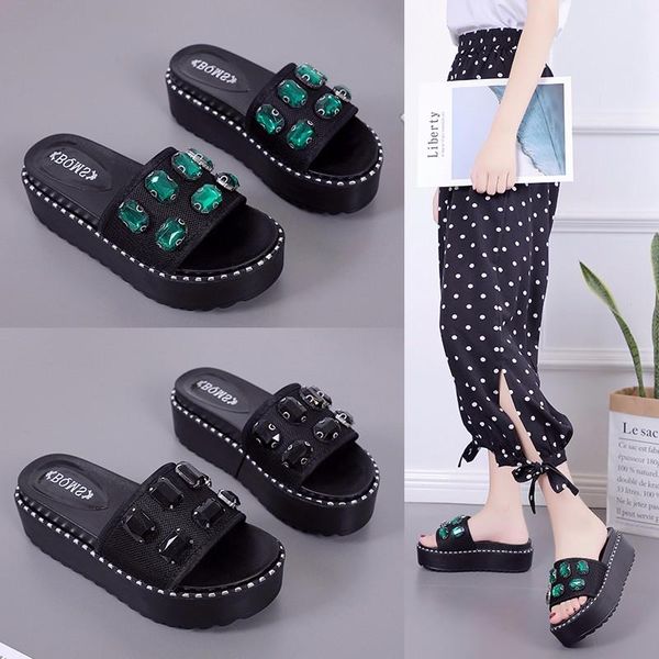 slippers women 2021 fashion rhinestone outdoor summer shallow female shoes platform, Black
slippers women 2021 fashion rhinestone outdoor summer shallow female shoes platform, Black