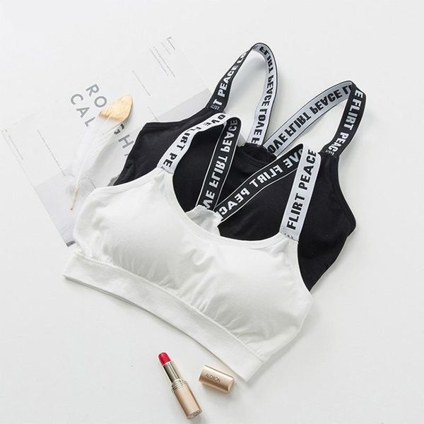 english letter tape wrapped chest seamless steel ring a sports bra female backing style gym clothing, White;black
english letter tape wrapped chest seamless steel ring a sports bra female backing style gym clothing, White;black