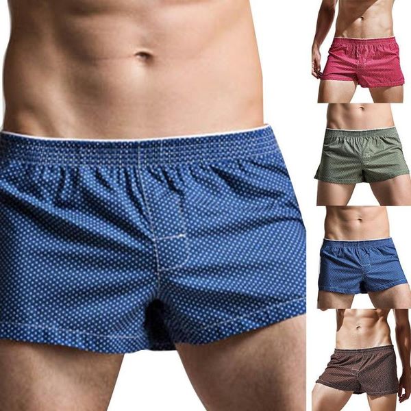 men solid color polka dot print elastic waistband cotton boxers panties sleepwear boxing shorts loose home pants nightwear men's, White;black
men solid color polka dot print elastic waistband cotton boxers panties sleepwear boxing shorts loose home pants nightwear men's, White;black