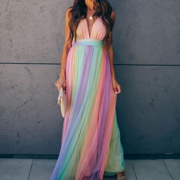 pleated off shoulder mesh slip womens dresses deep v neck rainbow colors ankle length female party ladies clothes, Black;gray
pleated off shoulder mesh slip womens dresses deep v neck rainbow colors ankle length female party ladies clothes, Black;gray