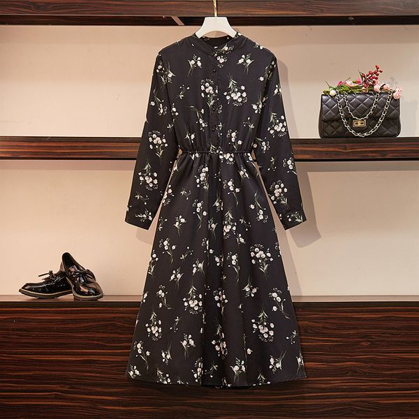 vintage big size female chiffon korean spring long sleeve floral dress m117 3298, Black;gray
vintage big size female chiffon korean spring long sleeve floral dress m117 3298, Black;gray