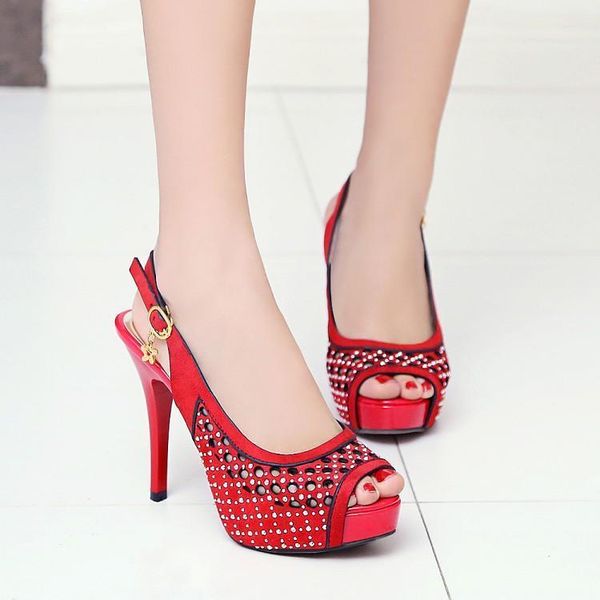 female fish mouth hollow rhinestone fashion waterproof platform high heel sandals tide, Black
female fish mouth hollow rhinestone fashion waterproof platform high heel sandals tide, Black
