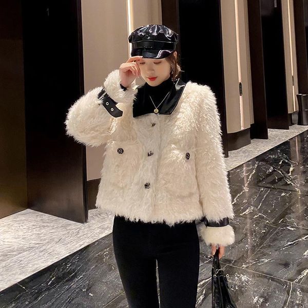 women's fur & faux women 2021 autumn winter fashion lamb coats female short jackets ladies solid color warm overcoats r378, Black
women's fur & faux women 2021 autumn winter fashion lamb coats female short jackets ladies solid color warm overcoats r378, Black