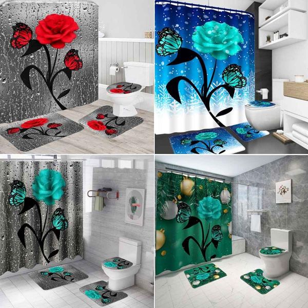 shower curtains colorful rose print 3d curtain waterproof polyester bathroom anti-slip bath mat set toilet rugs carpet home decor
shower curtains colorful rose print 3d curtain waterproof polyester bathroom anti-slip bath mat set toilet rugs carpet home decor