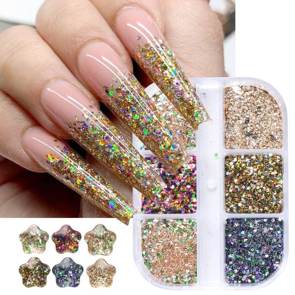 nail glitter 6 grid holographic sequins mirror chrome pigment powder flake 3d decoration manicure diy accessories nf1909-15, Silver;gold
nail glitter 6 grid holographic sequins mirror chrome pigment powder flake 3d decoration manicure diy accessories nf1909-15, Silver;gold