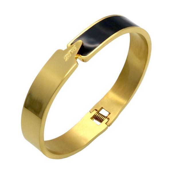 bangle design luxury love brand bracelet for women stainless steel pulseira feminina accessories gold color bracelets & bangles bijoux, Black 
bangle design luxury love brand bracelet for women stainless steel pulseira feminina accessories gold color bracelets & bangles bijoux, Black