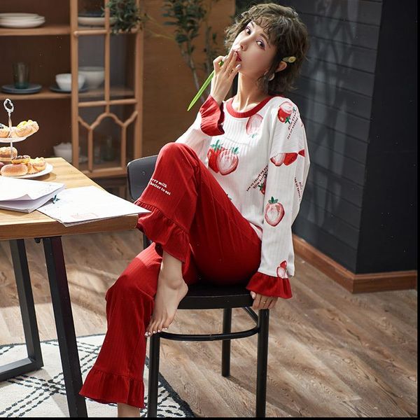 Clothes Autumn Winter Pajamas Womens Sleepwears Sets Lovely Pijamas Mujer Long Sleeve Cotton Sexy Pyjamas Female Cute Homewear, Black;red
Clothes Autumn Winter Pajamas Womens Sleepwears Sets Lovely Pijamas Mujer Long Sleeve Cotton Sexy Pyjamas Female Cute Homewear, Black;red