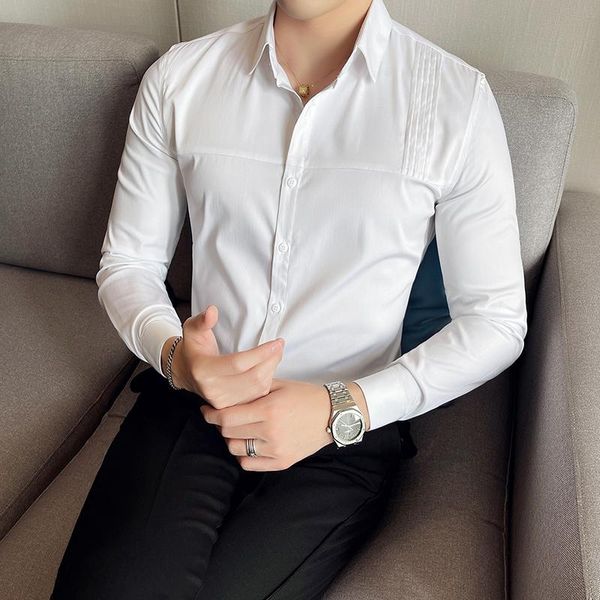 men's casual shirts patchwork luxury men dress autumn man long sleeved slim club prom social shirt, White;black
men's casual shirts patchwork luxury men dress autumn man long sleeved slim club prom social shirt, White;black