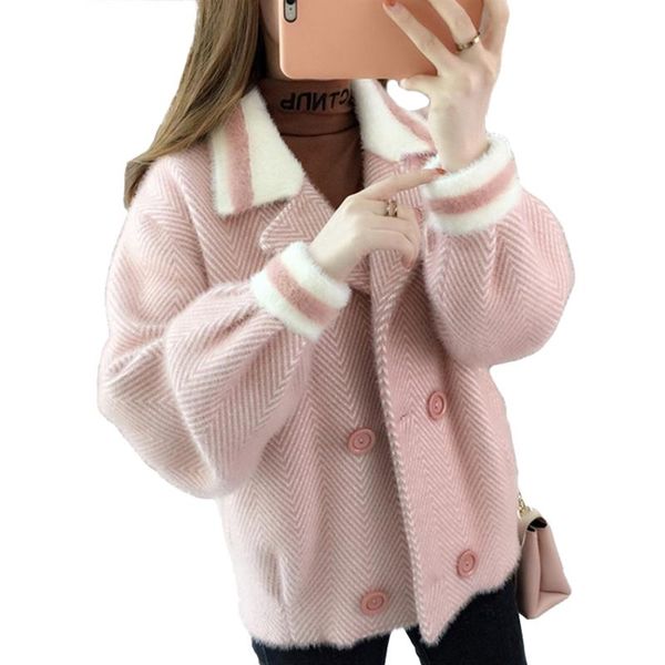 women's jackets 2021 faux mink fluff coat women short jacket autumn winter thicken double breasted student small outerwear sweater card, Black;brown
women's jackets 2021 faux mink fluff coat women short jacket autumn winter thicken double breasted student small outerwear sweater card, Black;brown